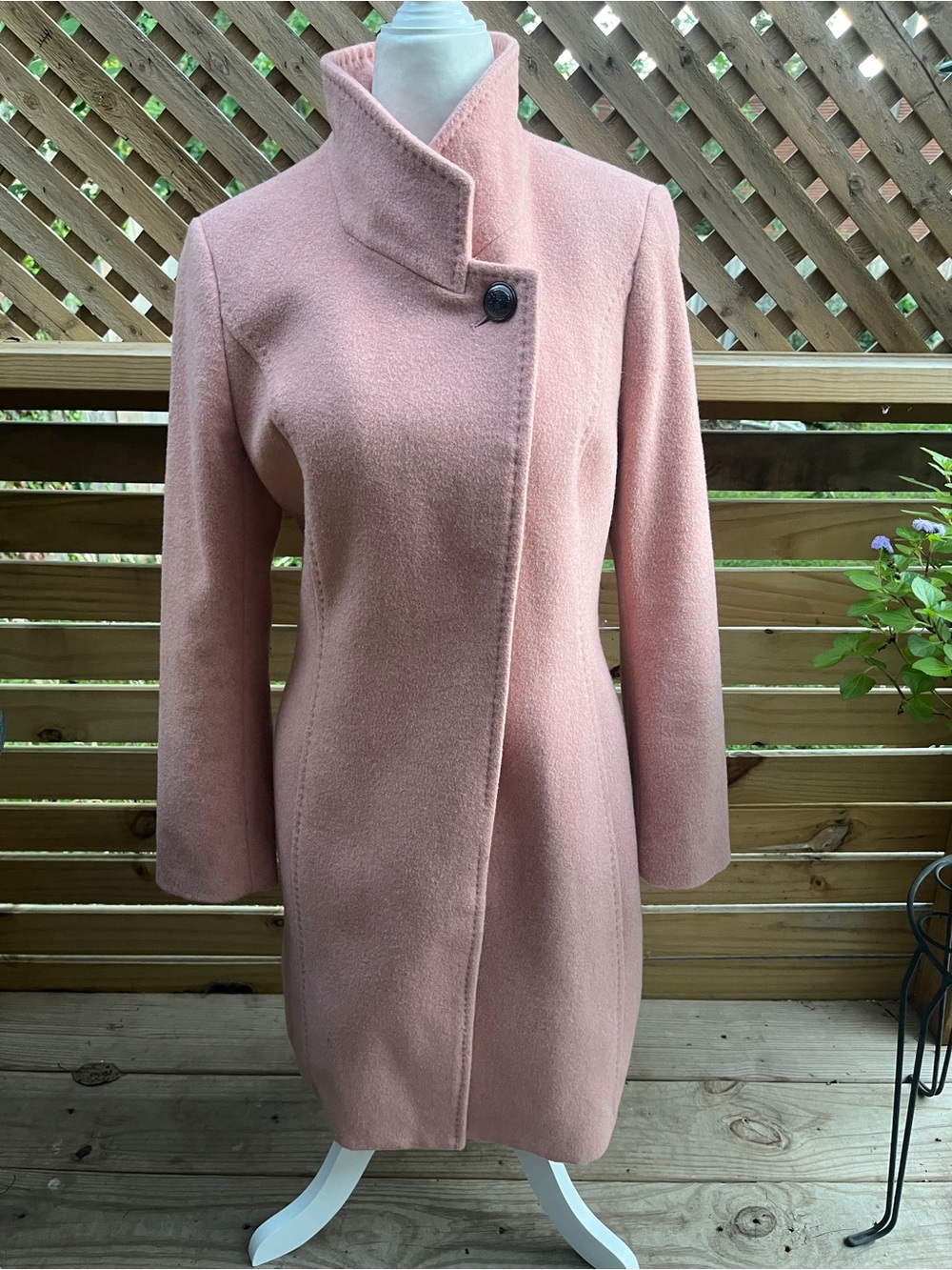 White House Black Market Dusty Rose Stand-Collar Wool Coat